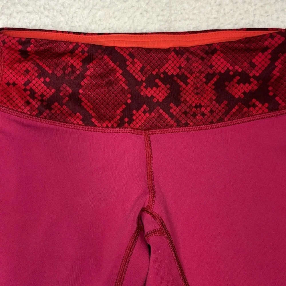 Lululemon Women Red Wunder Under II Full Length Reversible Leggings